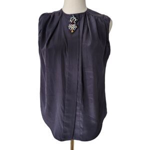 NWOT Mandee Grey Sleeveless top with Rhinestone Detail - Size Small